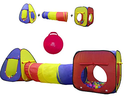 Product Cover Kiddey 3pc Kids Play Tent Crawl Tunnel and Ball Pit Set - Durable Pop Up Playhouse Tent for Boys, Girls, Babies, Toddlers & Pets - for Indoor & Outdoor Use, with Carrying Case, -Great
