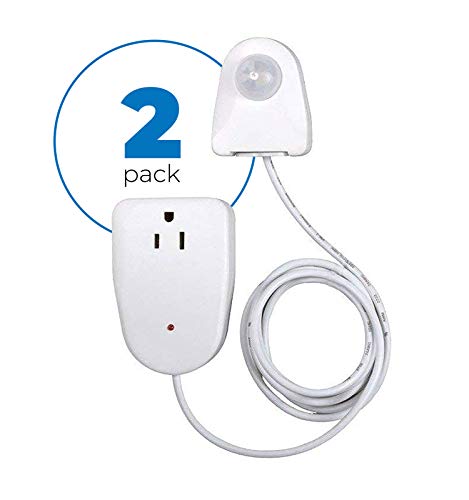 Product Cover Motion Sensor Outlet Device, 2 Pack - Plug In Motion Sensor Device Turns On Your Lamp, Radio or Appliance When Movement Is Detected - Ideal For Dark Rooms, Hallways - 25ft Detection, 6 Foot Cord