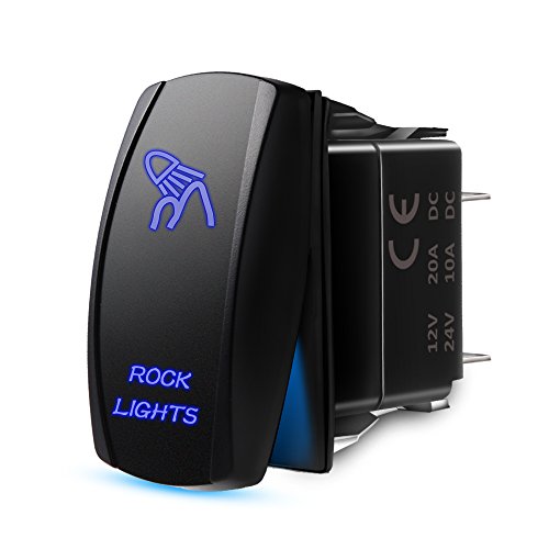 Product Cover MICTUNING Blue ROCK LIGHTS Rocker Switch Kit- On/Off Blue LED Light 20A 12V (LS083501JL)