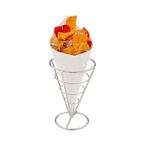 Product Cover Conetek 10-Inch Eco-Friendly White Finger Food Cones: Perfect for Appetizers - Food-Safe Paper Cone - Disposable and Recyclable - 100-CT - Restaurantware