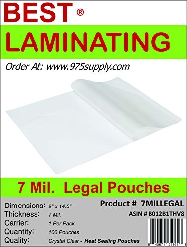 Product Cover Best Laminating - 7 Mil Clear Legal Size Thermal Laminating Pouches - 9 X 14.5 - Qty 100