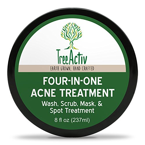 Product Cover TreeActiv Four-in-One Acne Treatment, Wash, Scrub, Mask, and Spot Treatment, Heals Rosacea, Exfoliating Sugar, Face or Body, Natural Sulfur Clear Skin Cleanser, Bentonite (8 Oz)