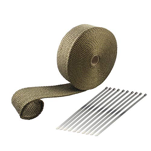 Product Cover ARTR Titanium Lava Fiber 2 Inch x 50 Feet Exhaust Header Wrap Kit with 10pcs 11.8 Inch Stainless Steel Locking Ties