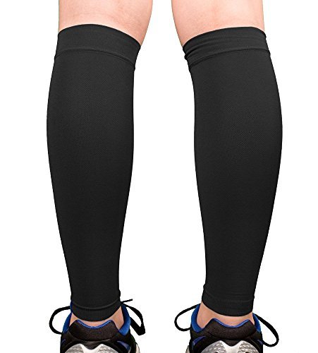 Product Cover Doc Miller Premium Calf Compression Sleeve 1 Pair 20-30mmHg Strong Calf Support Fashionable COLORS Graduated Pressure for Sports Running Muscle Recovery Shin Splints Varicose Veins Doc Miller (Black Medium)