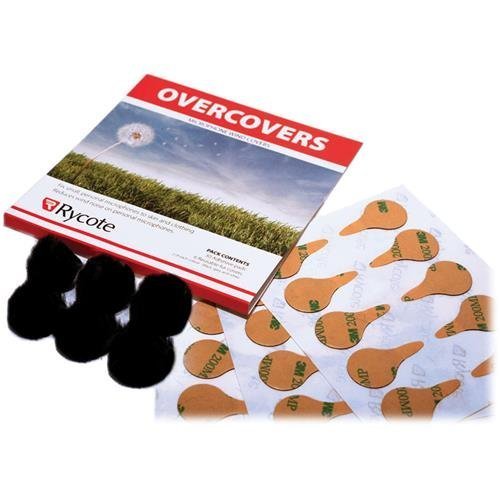 Product Cover Rycote 6x Fur Discs Overcovers with 30x Adhesive Stickies for Lavalier Mics, Black