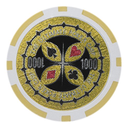 Product Cover Brybelly Laser Inlay Poker Chips Heavyweight 14-Gram Clay Composite - Pack of 50 ($1000 Yellow)