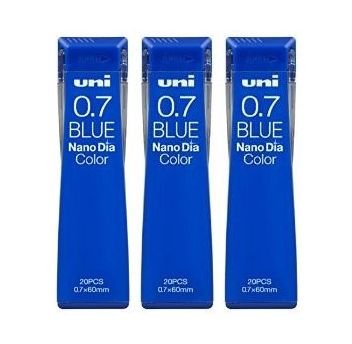 Product Cover Uni Mechanical Pencil Lead Nano Dia Color 0.7mm, Blue (U07202NDC.33), 20 Leads ×3 Pack/total 60 Leads (Japan Import) [Komainu-Dou Original Package]