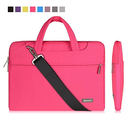 Product Cover Qishare 11.6 12 inch Laptop Case Laptop Shoulder Bag, Multi-functional Notebook Sleeve Carrying Case With Strap for Notebook Microsoft Surface Pro 6/5/4/3 Macbook Air 11 12(Pink)