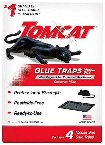 Product Cover Tomcat Glue Traps Mouse Size with Eugenol for Enhanced Stickiness, Captures Mice and Other Household Pests, Professional Strength, Pesticide-Free and Ready-to-Use, 4 Glue Traps