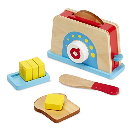Product Cover Melissa & Doug Bread and Butter Toaster Set (9 pcs) - Wooden Play Food and Kitchen Accessories