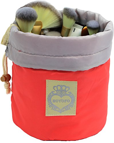 Product Cover HOYOFO Makeup Bags Travel Drawstring Bags Cosmetics Barrel Bag Quick Packing Storage, Pink