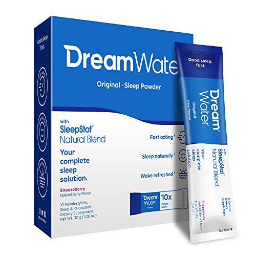 Product Cover Dream Water Sleep Powder, Best Natural Sleep Aid, Melatonin, GABA, 5-HTP, Snoozeberry - 10 Count, Top Rated - Non-Habit Forming