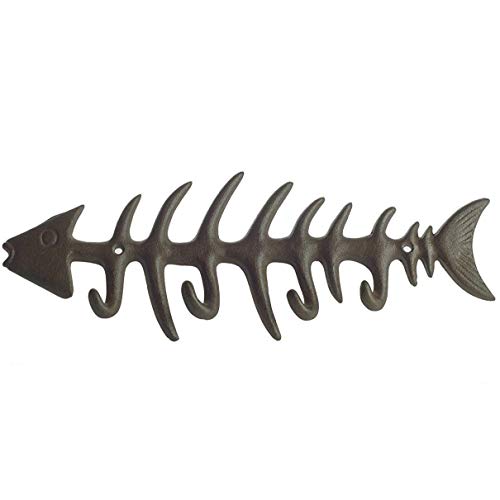 Product Cover Decorative Fish Bones Wall Mount Towel Rack by Comfify - Stylish Cast Iron Hanger w/ 4 