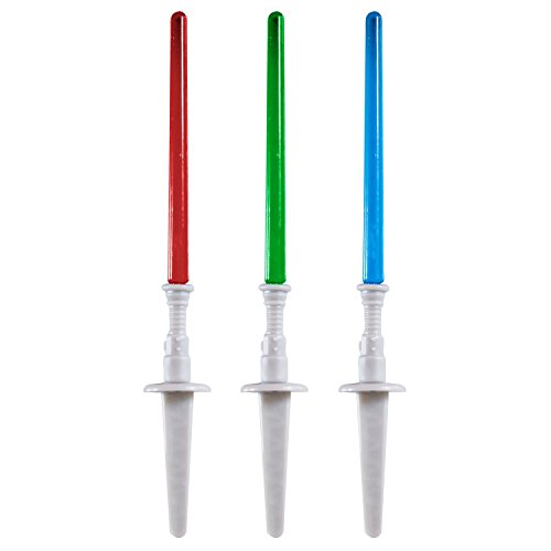 Product Cover Star Wars Inspired Design Light Sabre Cupcake Decoration Toppers Sticks Picks Set for Children Birthday Party, Fan Shows, Movies, 4