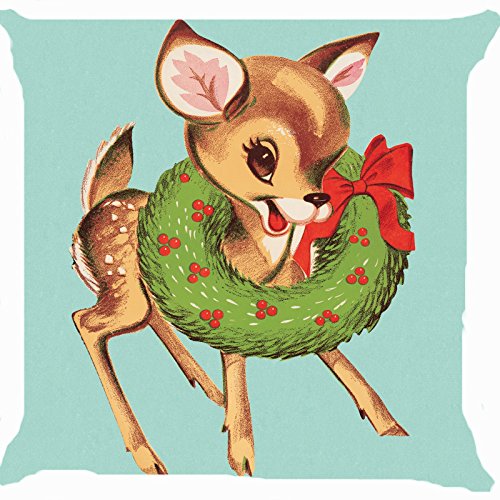Product Cover Cushion cover throw pillow case 18 inch retro vintage baby Christmas Santa Claus reindeer flower wreath cute both sides image zipper by giftshop88