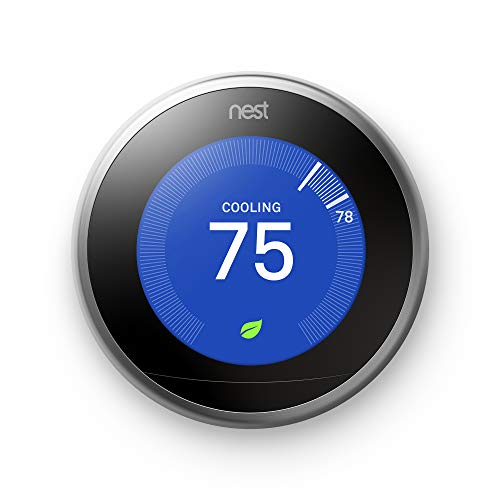 Product Cover Nest Learning Thermostat 3rd Generation, Stainless Steel, Compatible with Alexa