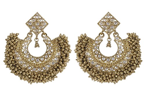 Product Cover Bollywood Fashion Antique Gold Plated Polki Earring Partywear Ethnic Jewelry