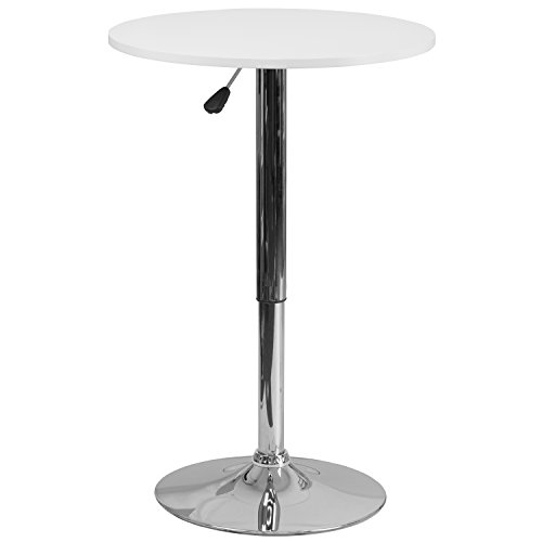 Product Cover Flash Furniture 23.75'' Round Adjustable Height White Wood Table (Adjustable Range 26.25'' - 35.75'')