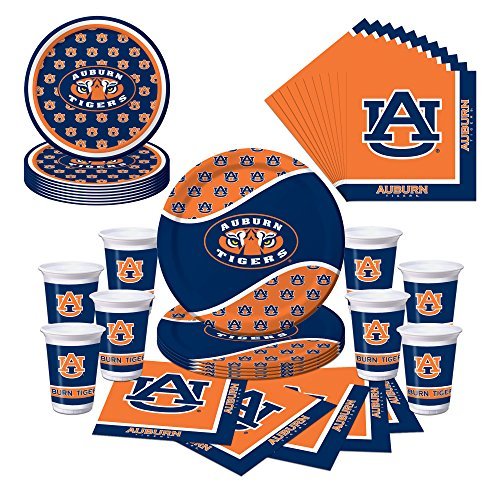 Product Cover Auburn University Tigers Party Supplies Themed Plates, Cups and Napkins Serves 8 Guests
