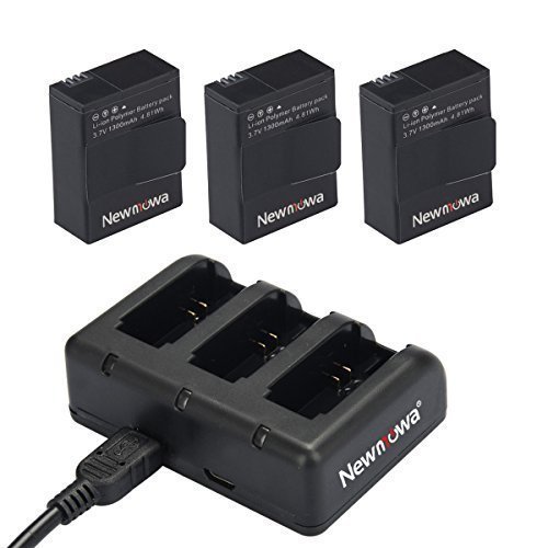 Product Cover Newmowa 1300mAh Replacement AHDBT-302 Battery (3-Pack) and Rapid 3-Channel Charger for Gopro Hero 3, Gopro Hero 3+, AHDBT-301, AHDBT-302 (AHDBT-302 Battery(3 Pack) and Charger Kit)