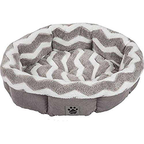 Product Cover Precision Pet SnooZZy Hip as a Zig Zag Shearling Round Bed, Gray and White