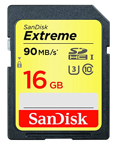 Product Cover SanDisk 16GB Extreme SDHC UHS-I Memory Card - 90MB/s, C10, U3, V30, 4K UHD, SD Card - SDSDXNE-016G-GNCIN