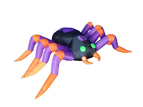 Product Cover BZB Goods 8 Foot Long Halloween Inflatable Black Purple Spider LED Lights Decor Outdoor Indoor Holiday Decorations, Blow up Lighted Yard Decor, Giant Lawn Inflatables Home Family Outside