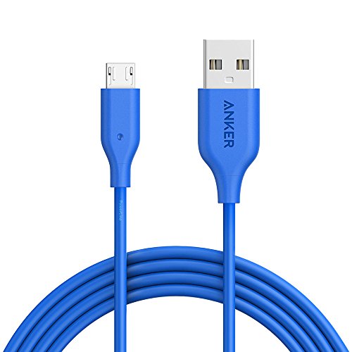 Product Cover Anker Powerline Micro USB (6ft) - Durable Charging Cable, with Aramid Fiber and 5000+ Bend Lifespan for Samsung, Nexus, LG, Motorola, Android Smartphones and More (Blue)
