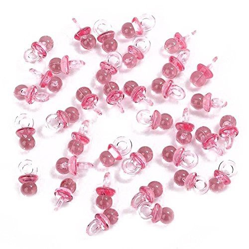 Product Cover Adorox (144 Pieces) Pink Acrylic Baby Pacifiers Baby Shower Decoration Table Scatter