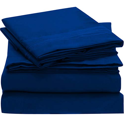 Product Cover Mellanni Bed Sheet Set - Brushed Microfiber 1800 Bedding - Wrinkle, Fade, Stain Resistant - 4 Piece (King, Imperial Blue)