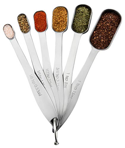 Product Cover Spring Chef Heavy Duty Stainless Steel Metal Measuring Spoons for Dry or Liquid, Fits in Spice Jar, Set of 6