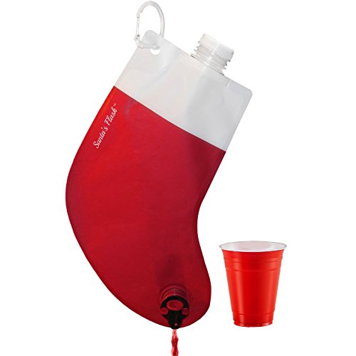 Product Cover Party Flasks Santas Flask for Liquor, Wine, Drinks: Funny Gag Gifts for White Elephant Christmas Gifts Exchanges; Beverage Dispenser Holds 2.25 Liters for Holiday, Graduation, Office Parties