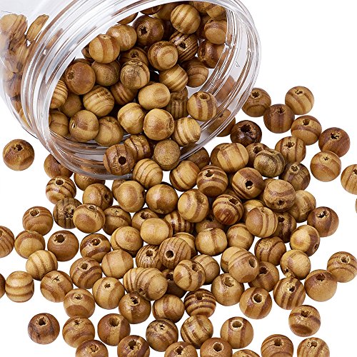 Product Cover Pandahall 200pcs Natural Round Euro Wood Beads 8mm Diameter Wooden Spacer Beads with Hole 2.5mm/0.1inch for DIY Jewelry Bracelet Makings