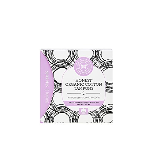 Product Cover The Honest Company Organic Cotton Tampons with Plant-Based Compact Applicator | Super Plus | Hypoallergenic & Breathable | GOTS-Certified Organic Cotton | Feminine Hygiene Products | 16 Count