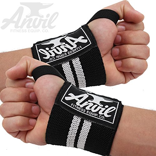Product Cover ANVIL FITNESS EQUIP. CO. Weightlifting Wrist Wraps - Pair of Adjustable Elastic Wrist Guard Straps Perfect for Bench Press, Push Ups and All Pressing Movements, Eliminate Wrist Pain and Lift Heavier!