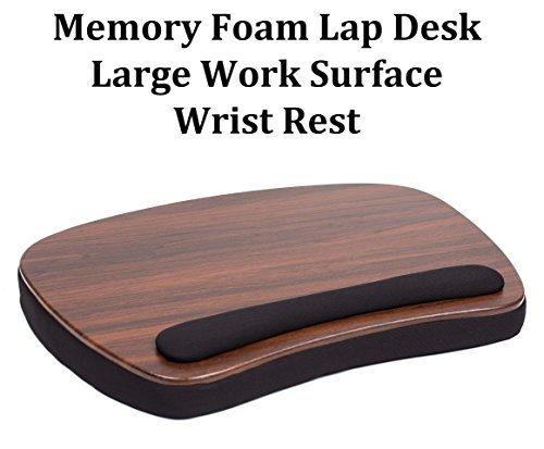 Product Cover Sofia + Sam Oversized Memory Foam Lap Desk (Wood Top) - Supports Laptops Up to 20 Inches