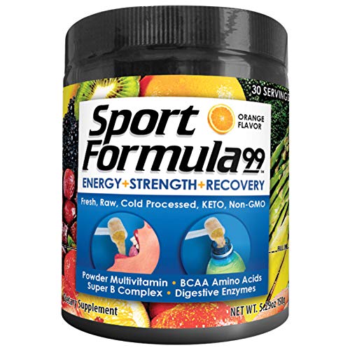Product Cover Vegan Superfood Daily Keto MultiVitamin for Men and Women Won't Upset Your Stomach: BCAA BCCA Amino Acid. Orange Drink Mix Powdered Digestive Enzymes Vitamin B Energy Complex Natural Flavoring