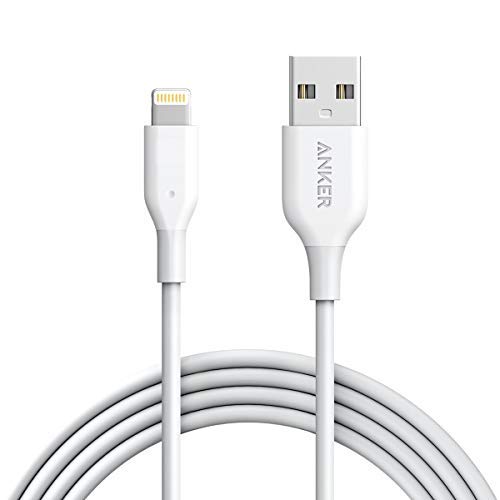 Product Cover Anker PowerLine Lightning (6ft) Apple MFi Certified Durable Lightning Cable/Charger Cord, for iPhone 11 / 11 Pro / 11 Pro Max / XS / XS Max / XR / X / 8 / 7 / 6s / Plus, iPad mini / Air, iPod (White)