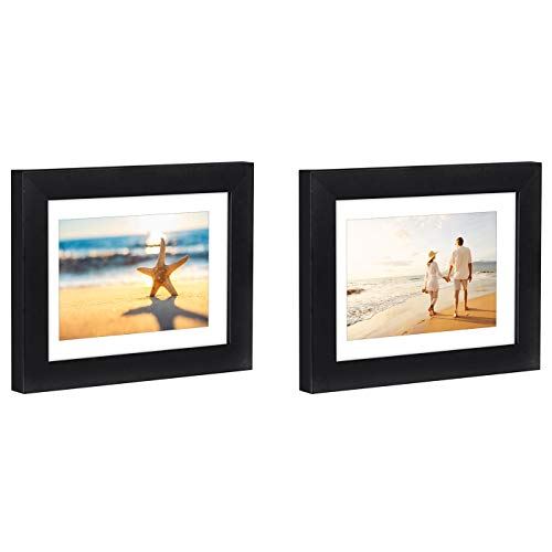 Product Cover Americanflat 2 Pack 5x7 Black Tabletop Frames | Displays 4x6 inch Pictures with Mat and 5x7 inch Pictures Without Mat. Shatter-Resistant Glass.
