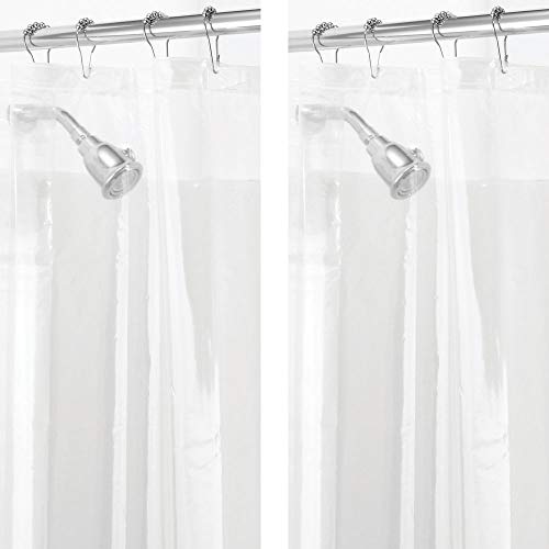 Product Cover mDesign - 2 Pack - Waterproof, Mold/Mildew Resistant, Heavy Duty PEVA Curtain Liner for Bathroom Showers and Bathtubs, 72 x 72 Clear