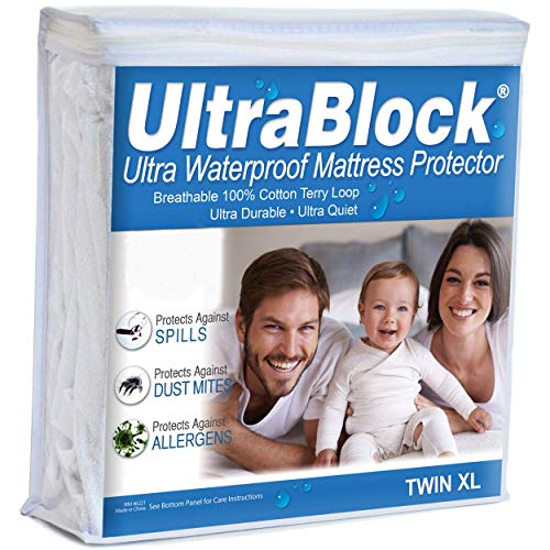 Product Cover UltraBlock Twin Extra Long (Twin XL) Waterproof Mattress Protector - Premium Soft Cotton Terry Cover