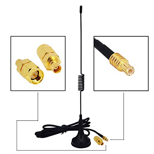 Product Cover onelinkmore 1090Mhz Antenna MCX Plug Connector 2.5dbi Gains ADS-B Aerial with Magnet Base RG174 1M+MCX Female to SMA Male Adapter Connector