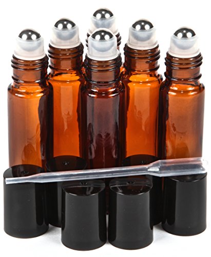 Product Cover Vivaplex, 6, Amber, 10 ml Glass Roll-on Bottles with Stainless Steel Roller Balls - .5 ml Dropper included