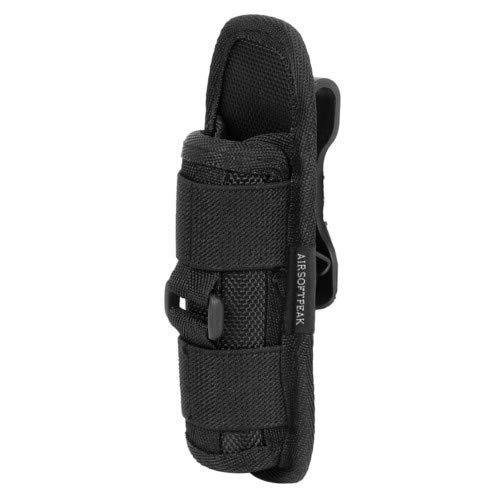 Product Cover AIRSOFTPEAK Flashlight Pouch Holster Carry Case Holder with 360 Degrees Rotatable Belt Clip Long Type, Black