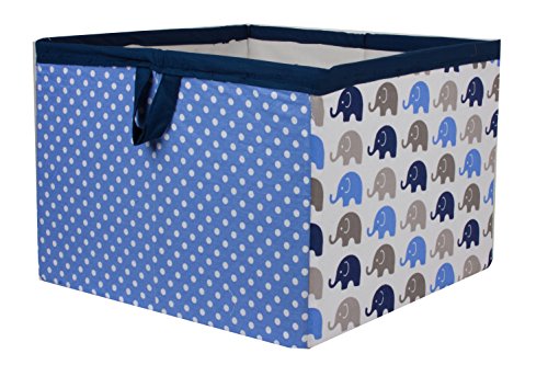 Product Cover Bacati - Storage Tote (Large 14 x 14 x 10 inches, Elephants Blue/Grey)