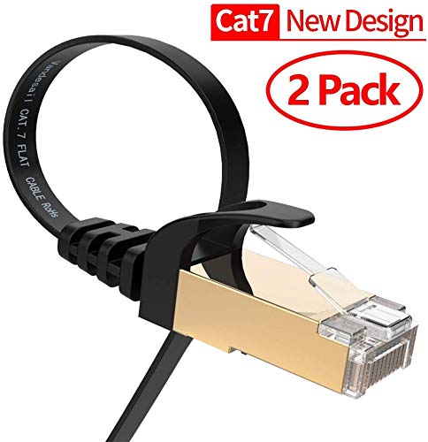 Product Cover Ethernet Cable, VANDESAIL 2 Pack 6.5ft CAT7 RJ45 LAN Cable High Speed Gigabit Network Patch Cord Gold Plated (2m)