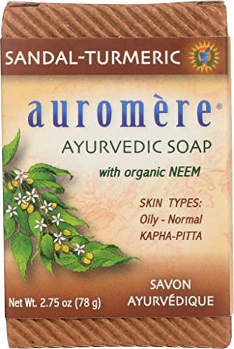 Product Cover Ayurvedic Bar Soap Sandal-Turmeric by Auromere - All Natural Handmade and Eco-friendly Bar Soap for Sensitive Skin - 2.75 oz (6 Pack)