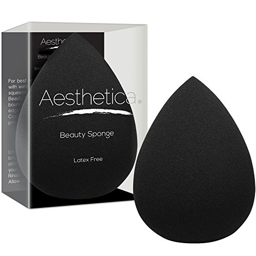 Product Cover Aesthetica Cosmetics Beauty Sponge Blender - Latex Free and Vegan Makeup Sponge - For Powder, Cream or Liquid Application - One Piece