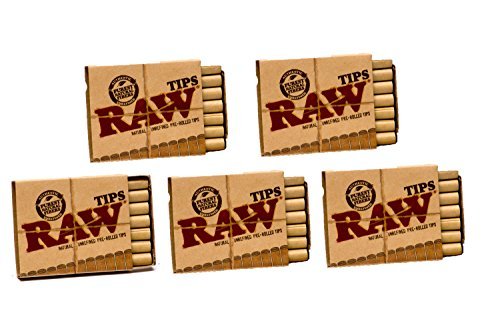 Product Cover Raw Natural Unrefined Pre-Rolled Filter Tips 5 Pack (21 Per Box)