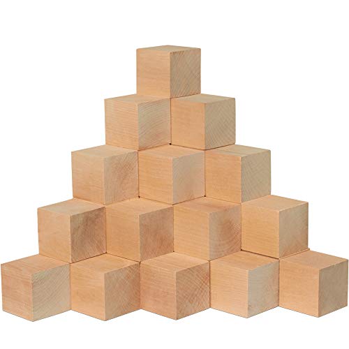 Product Cover 2 Inch Wooden Cubes, Bag of 12 Unfinished Hardwood Square Birch Blocks, Baby Shower Decorating Cubes, Puzzle Making and DIY Craft Projects(2 Inch Wood Cubes). by Woodpeckers